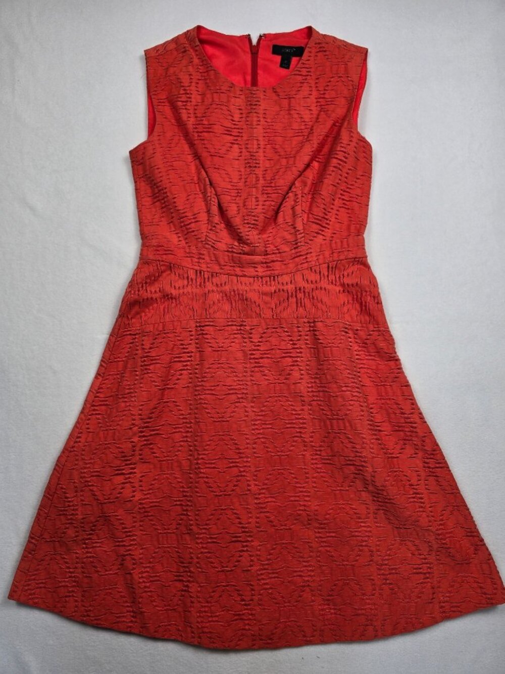 J Crew Size 0 Orange Textured Sleeveless A-Line Dress
